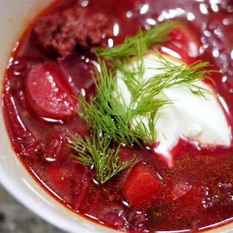 Finishing and Serving Borscht